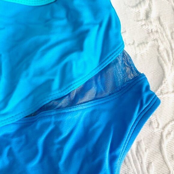 Anne Cole Collection Blue One Piece Mesh w/ Underwire Bra Bathing Swim Suit 16 - Picture 4 of 7